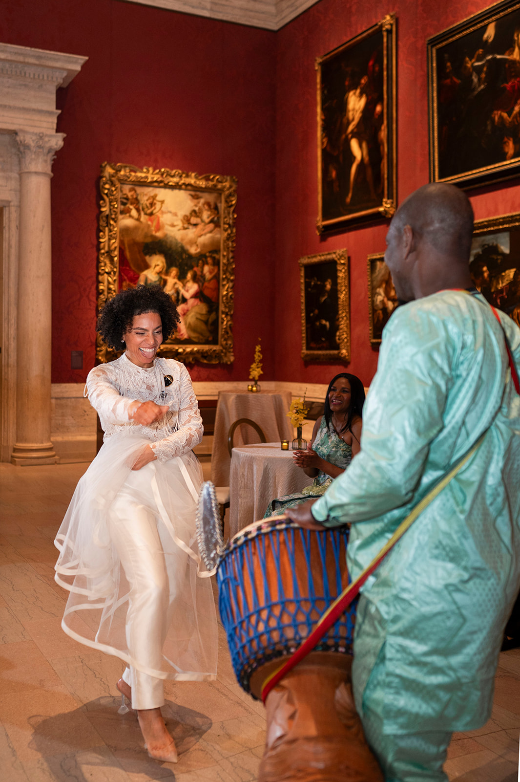 Candid moment of birthday honoree celebrating at MFA Boston
