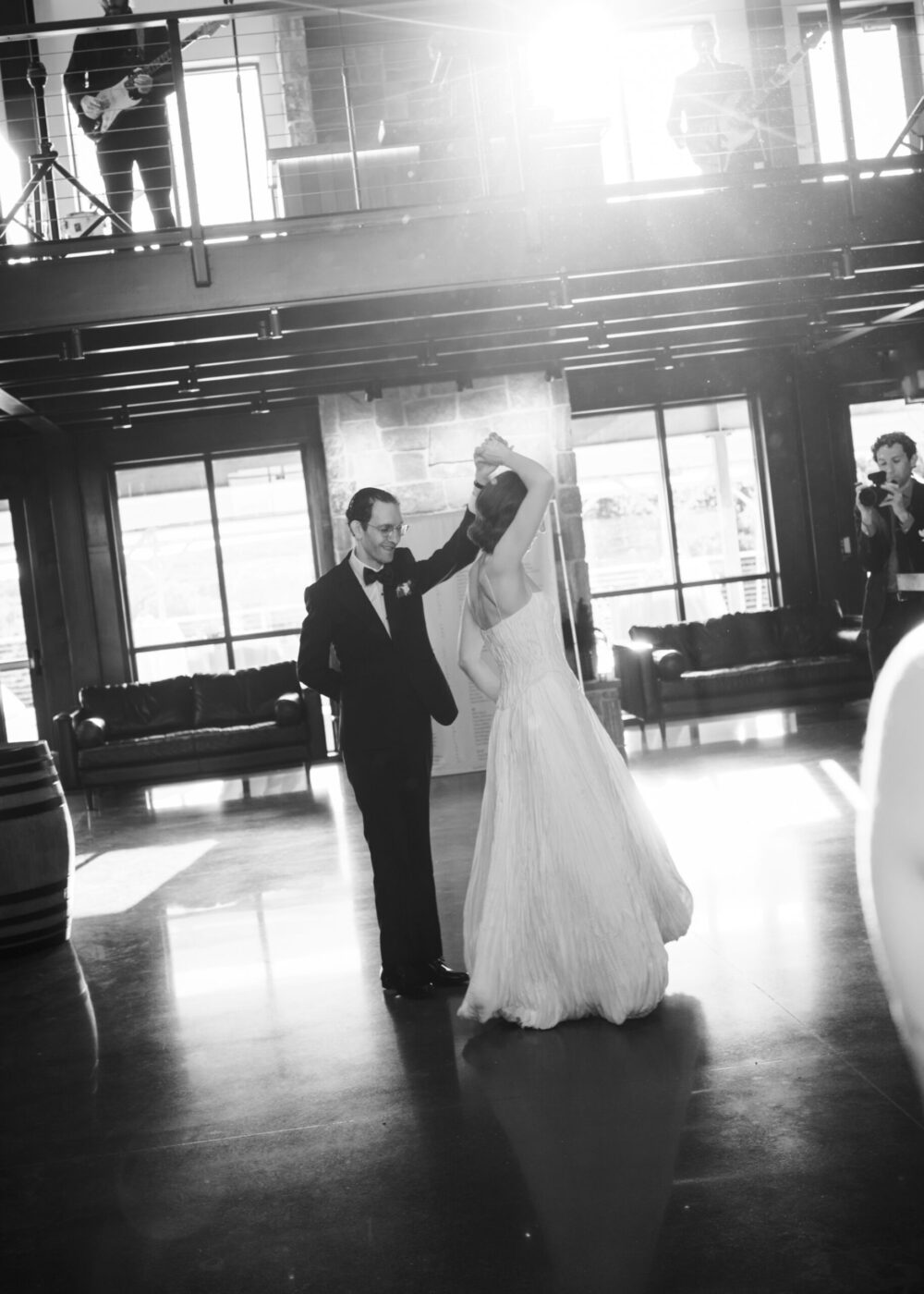 Bride and groom share their first dance at Kingdom of the Hawk wedding in Connecticut.