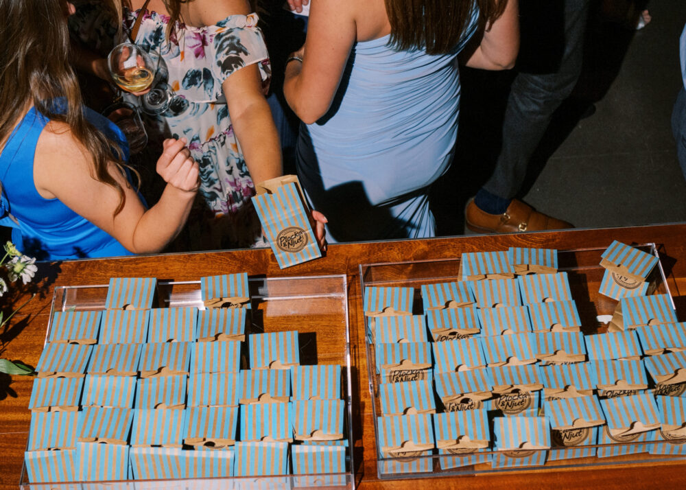 Personalized wedding details at Kingdom of the Hawk, including custom menus and monogrammed accents.